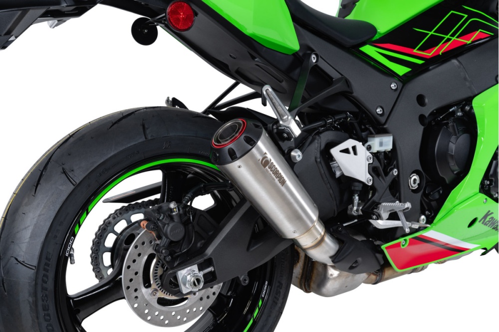 Scorpion Red Power Brushed Stainless Exhaust - Kawasaki ZX10-R (2021-2024) - PKA148SEO